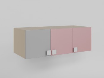 Антресоль на шкаф 3-х створчатый (Розовый/Серый/корпус Клен) в Диксоне - dikson.mebel54.com | фото