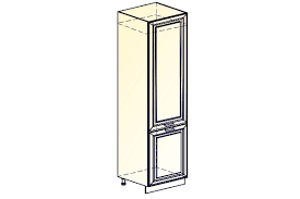 Атланта Шкаф-пенал L600 под холодильник (2 дв.гл.) (эмаль) (Белый/Сливки патина платина) в Диксоне - dikson.mebel54.com | фото