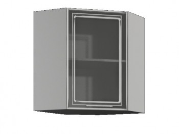 Бетон ШВУС 550*550 Шкаф верхний угловой с одной дверцей со стеклом в Диксоне - dikson.mebel54.com | фото