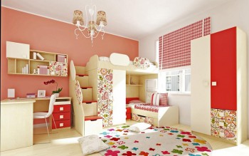 Детская комната Ретвит (Бежевый/Красный/корпус Клен) в Диксоне - dikson.mebel54.com | фото
