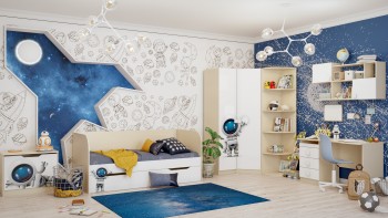 Детская комната Санни (Белый/корпус Клен) в Диксоне - dikson.mebel54.com | фото