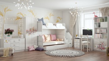 Детская комната Совушки (Белый/корпус Выбеленное дерево) в Диксоне - dikson.mebel54.com | фото