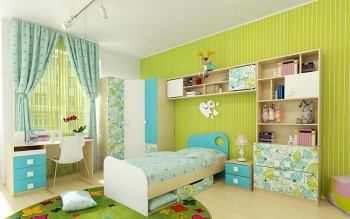 Детская комната Твит (Белый/Зеленый/корпус Клен) в Диксоне - dikson.mebel54.com | фото