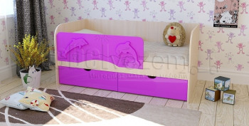 Друзья Кровать детская 2 ящика 1.6 Фиолетовый глянец в Диксоне - dikson.mebel54.com | фото