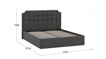 Двуспальная кровать без ПМ «Анабель» Велюр/Графит 1600 в Диксоне - dikson.mebel54.com | фото