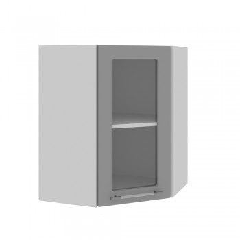 Гарда ПУС 550 шкаф верхний угловой со стеклом (Белый Эмалит/корпус Серый) в Диксоне - dikson.mebel54.com | фото