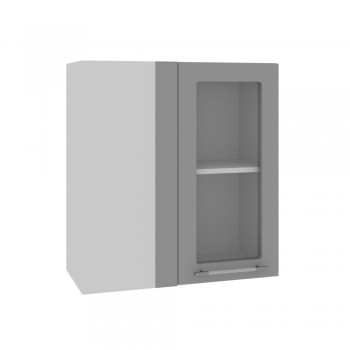 Гарда ПУС 650 шкаф верхний угловой со стеклом (Белый Эмалит/корпус Серый) в Диксоне - dikson.mebel54.com | фото
