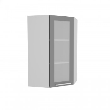 Гарда ВПУС 550 шкаф верхний угловой со стеклом высокий (Белый Эмалит/корпус Серый) в Диксоне - dikson.mebel54.com | фото