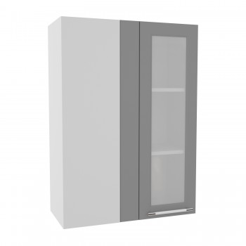 Гарда ВПУС 650 шкаф верхний угловой со стеклом высокий (Белый Эмалит/корпус Серый) в Диксоне - dikson.mebel54.com | фото