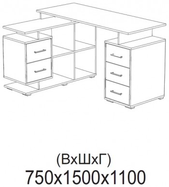 Компьютерный стол угловой СКМУ-3 белый/дуб крафт золотой в Диксоне - dikson.mebel54.com | фото