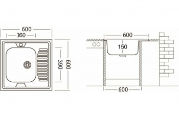 Комплект "Юкинокс" мойка STD600.600-4C 0R, смеситель UM1302, выпуск СКМГ, крепёж КНМ в Диксоне - dikson.mebel54.com | фото