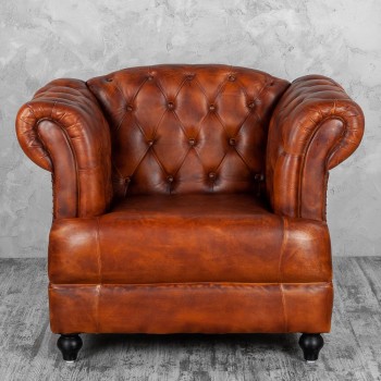 Кресло кожаное Лофт Честер-Нью (Коричневый, Рыжий) в Диксоне - dikson.mebel54.com | фото