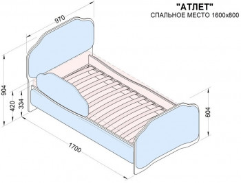Кровать 160 Атлет 29 Синий (мягкий бортик) в Диксоне - dikson.mebel54.com | фото