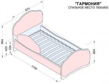 Кровать 160 Гармония 32 Фиолетовый (мягкий бортик) в Диксоне - dikson.mebel54.com | фото