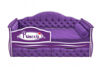 Кровать 160 серии Иллюзия 2 ящика 32 Фиолетовый (мягкие боковые накладки/подушка валик) в Диксоне - dikson.mebel54.com | фото