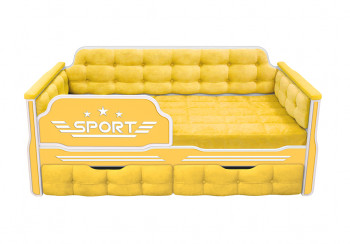 Кровать 160 серии Спорт 2 ящика 74 Жёлтый (мягкие боковые накладки) в Диксоне - dikson.mebel54.com | фото