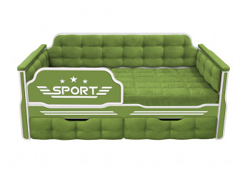 Кровать 160 серии Спорт 2 ящика 76 Зелёный (мягкие боковые накладки) в Диксоне - dikson.mebel54.com | фото