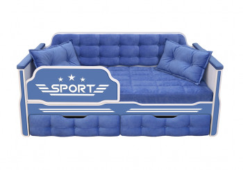 Кровать 160 серии Спорт 2 ящика 85 Синий (подушки) в Диксоне - dikson.mebel54.com | фото