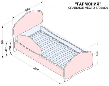 Кровать 170 Гармония 18 Бордовый (мягкий бортик) в Диксоне - dikson.mebel54.com | фото