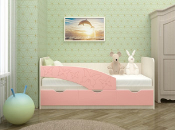 Кровать Бабочки 1,6м (Розовый металлик) в Диксоне - dikson.mebel54.com | фото