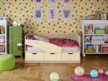 Кровать Бабочки 1,6м (Ваниль матовый) в Диксоне - dikson.mebel54.com | фото