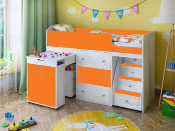 Кровать-чердак Малыш 1600 Винтерберг/Оранжевый в Диксоне - dikson.mebel54.com | фото