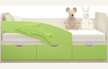 Кровать детская 1,6м Дельфин (Салатовый металлик) в Диксоне - dikson.mebel54.com | фото