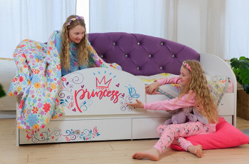 Кровать детская Эльза с бортиком Принцесса Белый/Фиолетовый в Диксоне - dikson.mebel54.com | фото