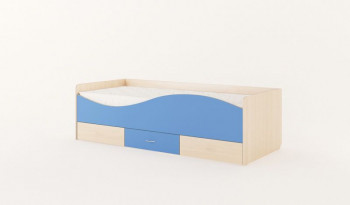 Кровать детская с ящиками Волна (Беленый дуб/Синий) в Диксоне - dikson.mebel54.com | фото