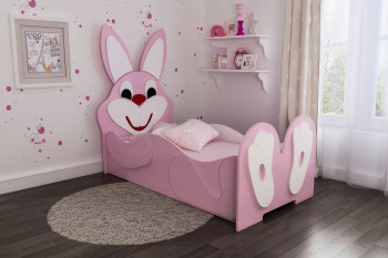 Кровать детская Зайка 1.6 Розовый/Белый в Диксоне - dikson.mebel54.com | фото