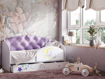 Кровать детская Звездочка Белый/Фиолетовый в Диксоне - dikson.mebel54.com | фото