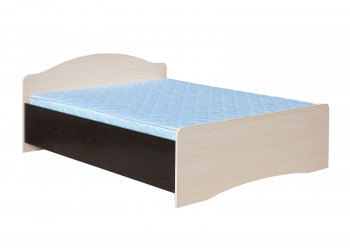 Кровать двойная 1400-1 без матраса (круглые спинки) Венге/Дуб выбеленный в Диксоне - dikson.mebel54.com | фото