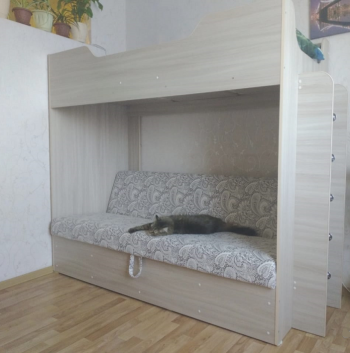 Кровать двухъярусная с диваном (Беленый дуб) в Диксоне - dikson.mebel54.com | фото