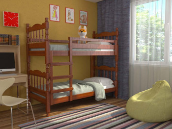 Кровать двухъярусная Соня из массива сосны 800*1890 Орех в Диксоне - dikson.mebel54.com | фото