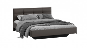 Кровать «Элис» c мягкой обивкой тип 1 Экокожа/Темно-коричневый/1400 в Диксоне - dikson.mebel54.com | фото