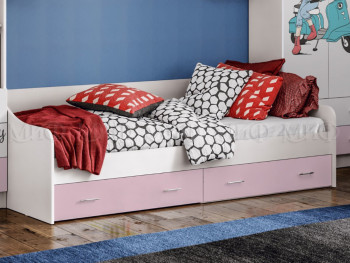 Кровать Fashion-1 Вега 0,9 м (Белый/Розовый) в Диксоне - dikson.mebel54.com | фото