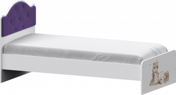 Кровать Каспер с мягкой спинкой и фотопечатью (800х1900)Белый/Фиолетовый в Диксоне - dikson.mebel54.com | фото