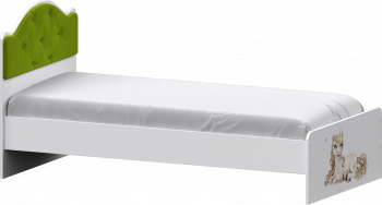 Кровать Каспер с мягкой спинкой и фотопечатью (800х1900)Белый/Лайм в Диксоне - dikson.mebel54.com | фото
