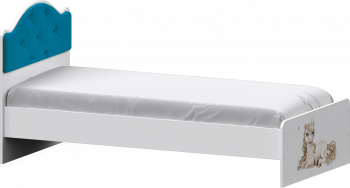 Кровать Каспер с мягкой спинкой и фотопечатью (800х2000)  Белый/Бирюза в Диксоне - dikson.mebel54.com | фото