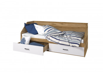 Кровать Лайт 800 с ящиками (Крафт золотой/Белый) в Диксоне - dikson.mebel54.com | фото