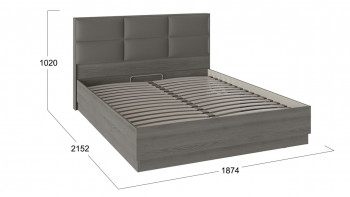 Кровать «Либерти» с мягким изголовьем и подъемным механизмом Хадсон/Ткань Грей/1800 в Диксоне - dikson.mebel54.com | фото