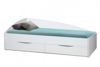 Кровать одинарная "Фея - 3" (асимметричная) (2000х900) New/(белый / белый / ДВПО белый) в Диксоне - dikson.mebel54.com | фото