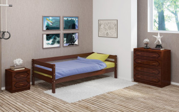 Кровать одинарная ГЛОРИЯ из массива сосны  900*2000 (Орех) в Диксоне - dikson.mebel54.com | фото