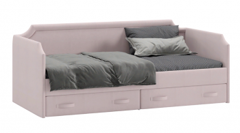 Кровать с мягкой обивкой и ящиками «Кантри» Тип 1 (900) (Велюр пудровый) в Диксоне - dikson.mebel54.com | фото