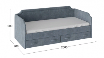 Кровать с мягкой обивкой и ящиками «Кантри» Тип 1 (900) (Замша синяя) в Диксоне - dikson.mebel54.com | фото