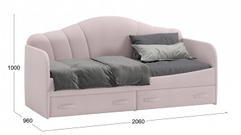 Кровать с мягкой спинкой и ящиками «Сабрина» 900 Пудровый в Диксоне - dikson.mebel54.com | фото