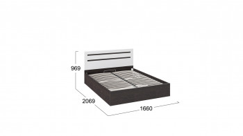 Кровать с подъемным механизмом «Фьюжн» Белый глянец/Венге Линум в Диксоне - dikson.mebel54.com | фото