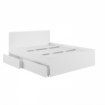 Кровать с ящиками К1.6М Мадера Белый в Диксоне - dikson.mebel54.com | фото