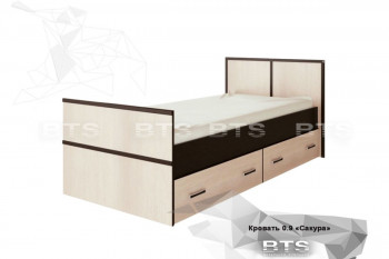 Кровать Сакура с настилом и ящиками 0,9 (Венге/Лоредо) в Диксоне - dikson.mebel54.com | фото