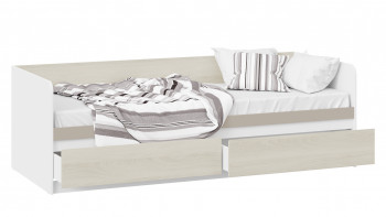 Кровать «Сканди» с 2 ящиками Дуб Гарден/Белый/Глиняный серый в Диксоне - dikson.mebel54.com | фото